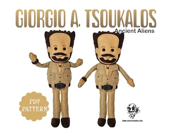 PDF SCHNITTMUSTER Giorgio A. Tsoukalos Antike Aliens Nähen Filz Spielzeug Puppe Muster