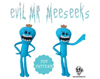 PDF SCHNITTMUSTER Evil Mr. Meeseeks Rick und Morty Filz-Schnittmuster