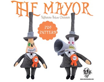 PDF SCHNITTMUSTER "Der Mayor - ""Albtraum vor Weihnachten"" - Filz-Nähanleitung."