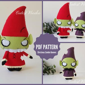 PDF PATTERN. Christmas Zombie Gnomes Gothic PDF Felt Sewing Pattern