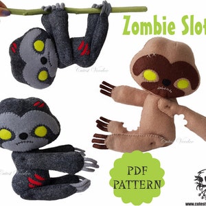 PDF PATTERN. Zombie Sloth Felt Pattern