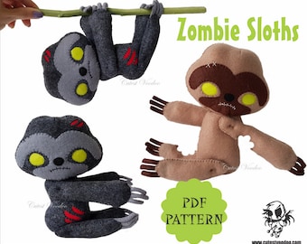 PDF PATTERN. Zombie Sloth Felt Pattern