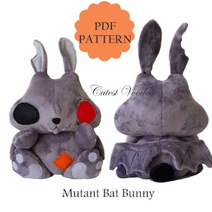PDF PATTERN. Mutant Bat Bunny Plushie Gothic Horror Sewing Pattern