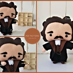 PDF PATTERN. Edgar Allan Poe Plush PDF Felt Pattern