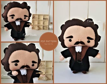 PDF PATTERN. Edgar Allan Poe Plush PDF Felt Pattern