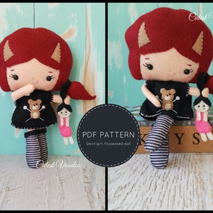 PDF PATTERN. Devil girl, Possessed doll PDF Felt Pattern