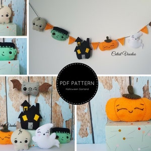 PDF PATTERN. Halloween Garland Spooky PDF Felt Pattern