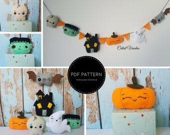 PDF PATTERN. Halloween Garland Spooky PDF Felt Pattern