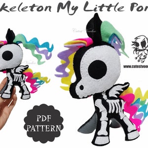 PDF PATTERN: Skeleton My Little Pony Gothic Felt Toy Sewing Pattern