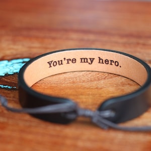 Men's leather bracelet-hidden message bracelet-Personalized leather bracelet custom leather bracelet- anniversary gift- gift for men- custom