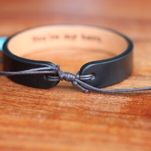 Men's leather bracelet-hidden message bracelet-Personalized leather bracelet custom leather bracelet anniversary gift gift for men custom image 3