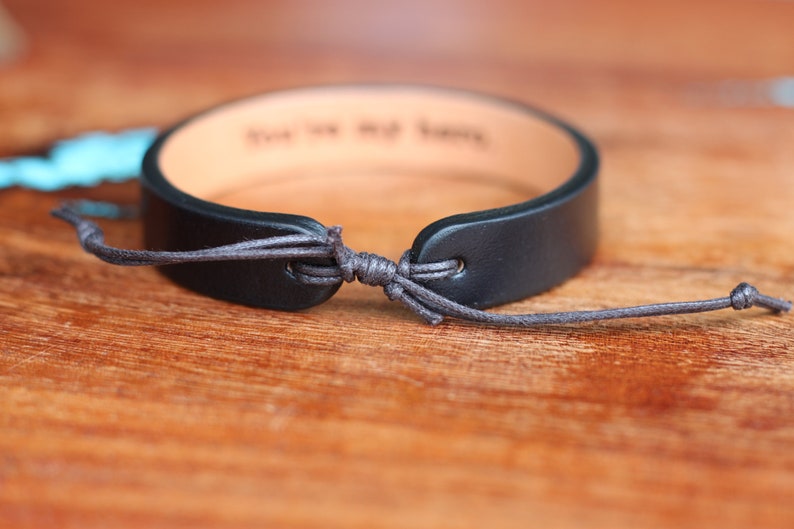 Men's leather bracelet-hidden message bracelet-Personalized leather bracelet custom leather bracelet anniversary gift gift for men custom image 3