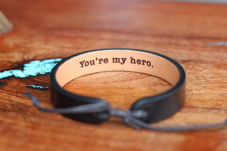 Men's leather bracelet-hidden message bracelet-Personalized leather bracelet custom leather bracelet- anniversary gift- gift for men- custom 