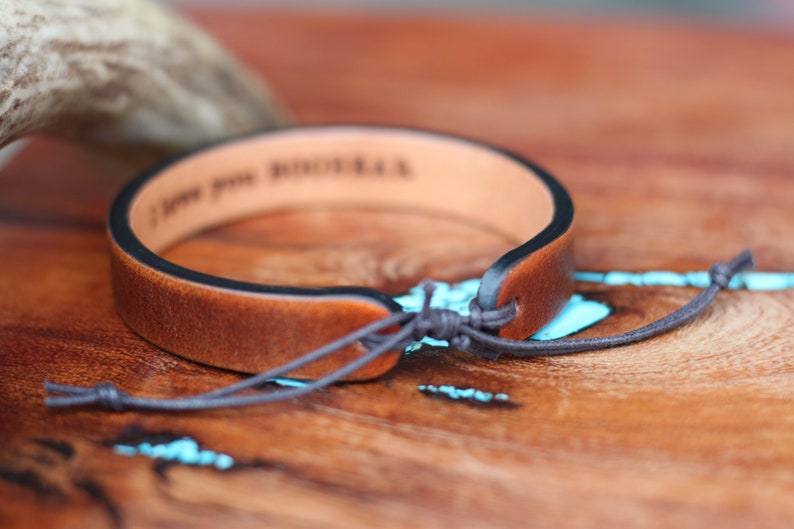 Leather engraved bracelet Personalized Custom leather bracelet His and Hers Personalized jewelry Engraved leather bracelets couples gift image 5