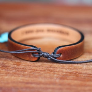 Men's leather bracelet-Personalized-customize-Valentine's gift-men gift Boho Bracelet anniversary gift Leather Bracelet-message bracelet image 4