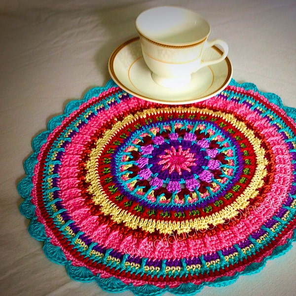 Crochet Placemat Pattern , Colorful Crochet Pattern