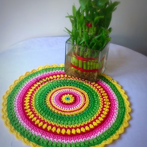Crochet Placemat Pattern , Colorful Crochet Pattern