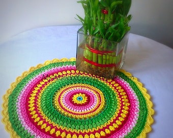 Crochet Placemat Pattern , Colorful Crochet Pattern