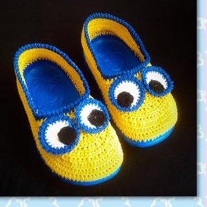 minion crochet  slipper pattern , crochet minion shoe , minions for kids