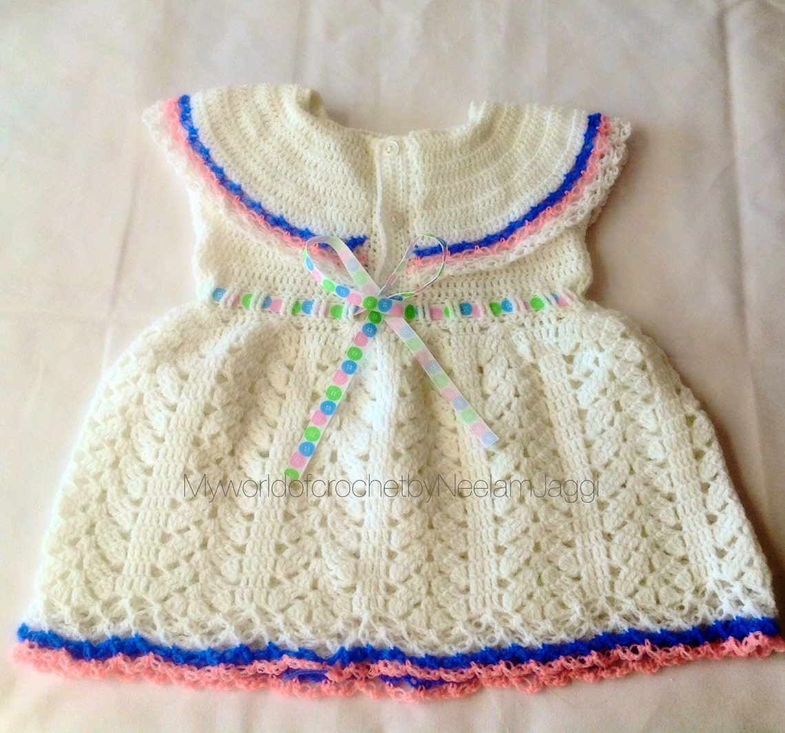 Little Girl Ruffle Affair Dress , Baby Girl Crochet Dress , Crochet for ...