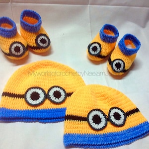minion crochet slipper pattern , crochet minion booties , minions kids ,PATTERN