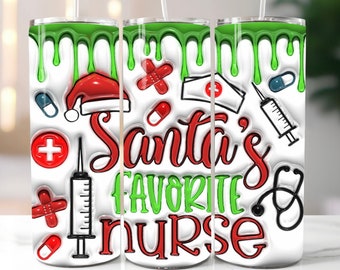 Santa’s favorite nurse Tumbler/ Santa’s favorite nurse/Tumbler/ Christmas Tumbler/Gifts for her/Gifts for him/ Custom Tumbler