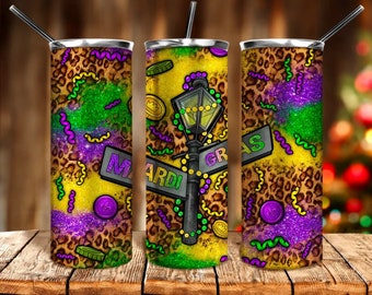 Mardi Gras Street Tumbler/Mardi Gras Fat Tuesday/Canal St Mardi Gras/ Mardi Gras Tumbler/ Mardi Gras/ Gift for her/Gift for him/Gift for Mom