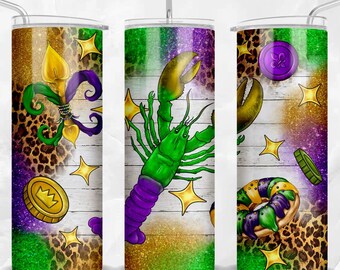 Mardi Gras Leopard Tumbler/Fat Tuesday/Louisiana Mardi Gras/ Mardi Gras Tumbler/ Mardi Gras/ Gift for her/Gift for him/Gift for Mom