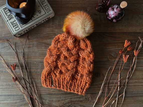 The Cable Knit Beanie in Fall Leaves // Stitch Witchery Co