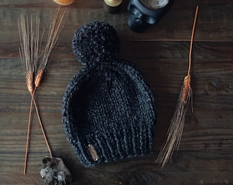 The Grimoire Beanie - BYOB (Build Your Own Beanie) // Stitch Witchery Co., Women's, Men’s, Unisex, basic beanie, slouchy knit beanie, custom