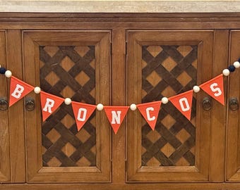 Orange & Navy Football Pennant Garland, Super Bowl Party Decor