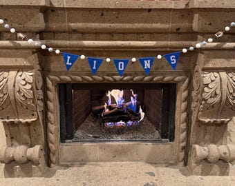 Blue and Silver Garland, Detroit Football Banner, Football Decoration