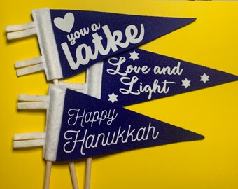 Mini Hanukkah Flag, Hanukkah Pennant, Holiday Decor