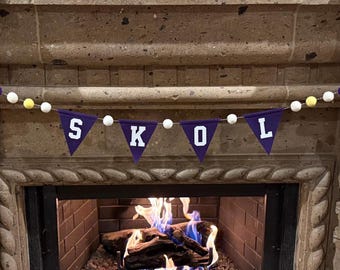 SKOL Vikings Felt Ball Garland, Minnesota Football Decor