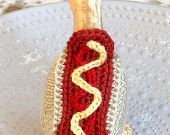 Patrón para disfraz de perrito caliente de ganso de escritorio de 7 pulgadas. Descarga digital del patrón de crochet.