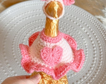 PATTERN for 7 inch DESK Goose Valentine’s Day Heart Dress Ruffle Outfit Digital Download Crochet Pattern Only