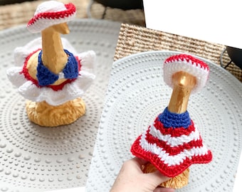 PATTERN for 7 inch DESK Goose Patriotic Poncho and Bikini Skirt Outfit Digital Download Crochet Pattern Only