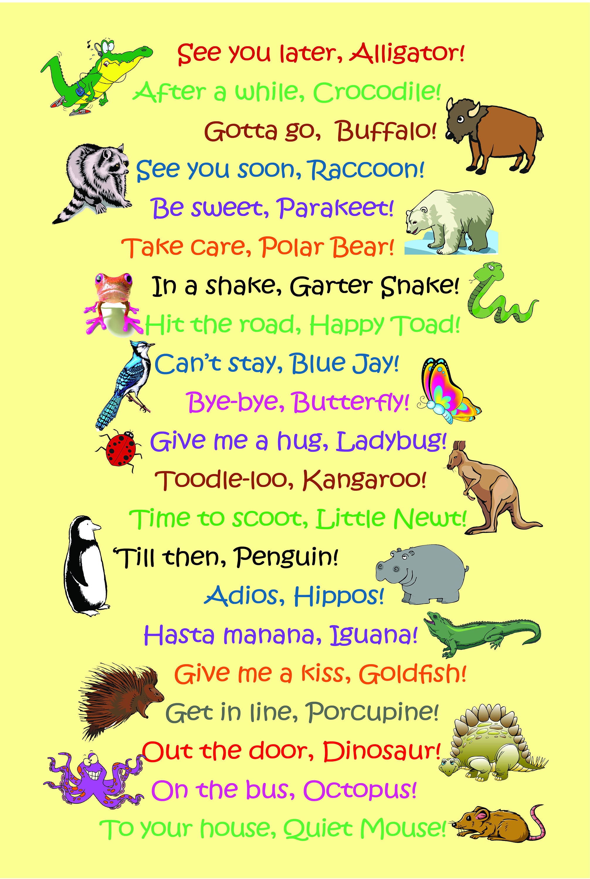 See Ya Later Alligator Poster 11 X 17 Whimsical Good bye Sayings