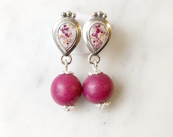 Flower Memorial Tear Drop Earrings: Flower Petals from Wedding, Funeral, Baptism, Shower, Anniversary, Birth, Special Occasion