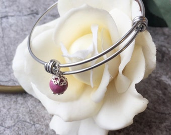 Flower Memorial Bead Bangle Bracelet:Petals from Wedding, Funeral, Baptism, Shower, Anniversary, Birth, Special Occasion