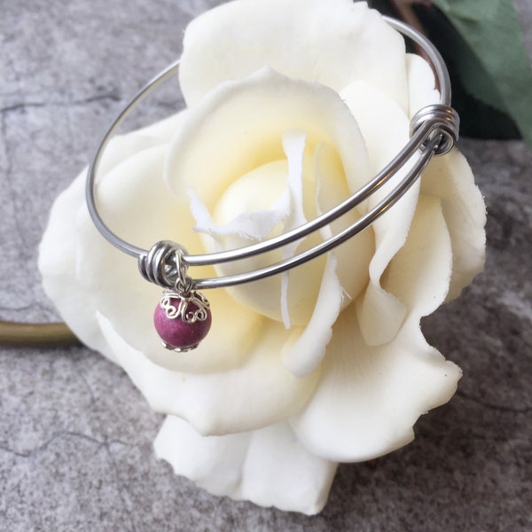 Flower Memorial Bead Bangle Bracelet:Petals from Wedding, Funeral, Baptism, Shower, Anniversary, Birth, Special Occasion