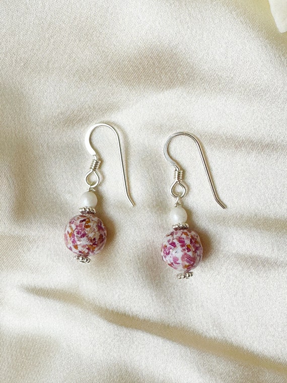 Flower Memorial Bead Earrings:Petals from Wedding, Funeral, Baptism, Shower, Anniversary, Birth, Special Occasion