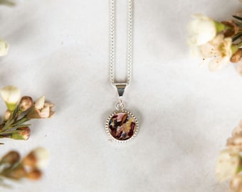 Flower Memorial Keepsake Tiny Circle Beaded Necklace:Flower Petals from Wedding, Funeral, Baptism, Shower, Anniversary, Special Occasion