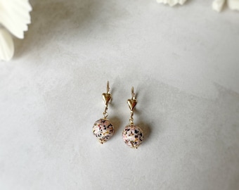Gold Heart Lever Back Earrings: Flower Petals from Wedding, Funeral, Baptism, Shower, Anniversary, Birth, Special Occasion