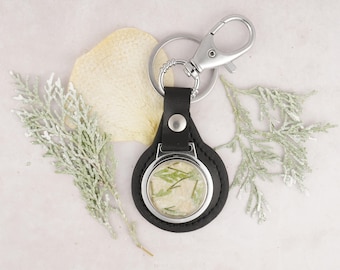 Flower Keepsake Memorial Leather Keychain: Petals from Wedding, Funeral, Baptism, Shower, Anniversary, Birth, Special Occasion