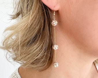 Three bead earrings: Flower Petals from Wedding, Funeral, Baptism, Shower, Anniversary, Birth, Special Occasion