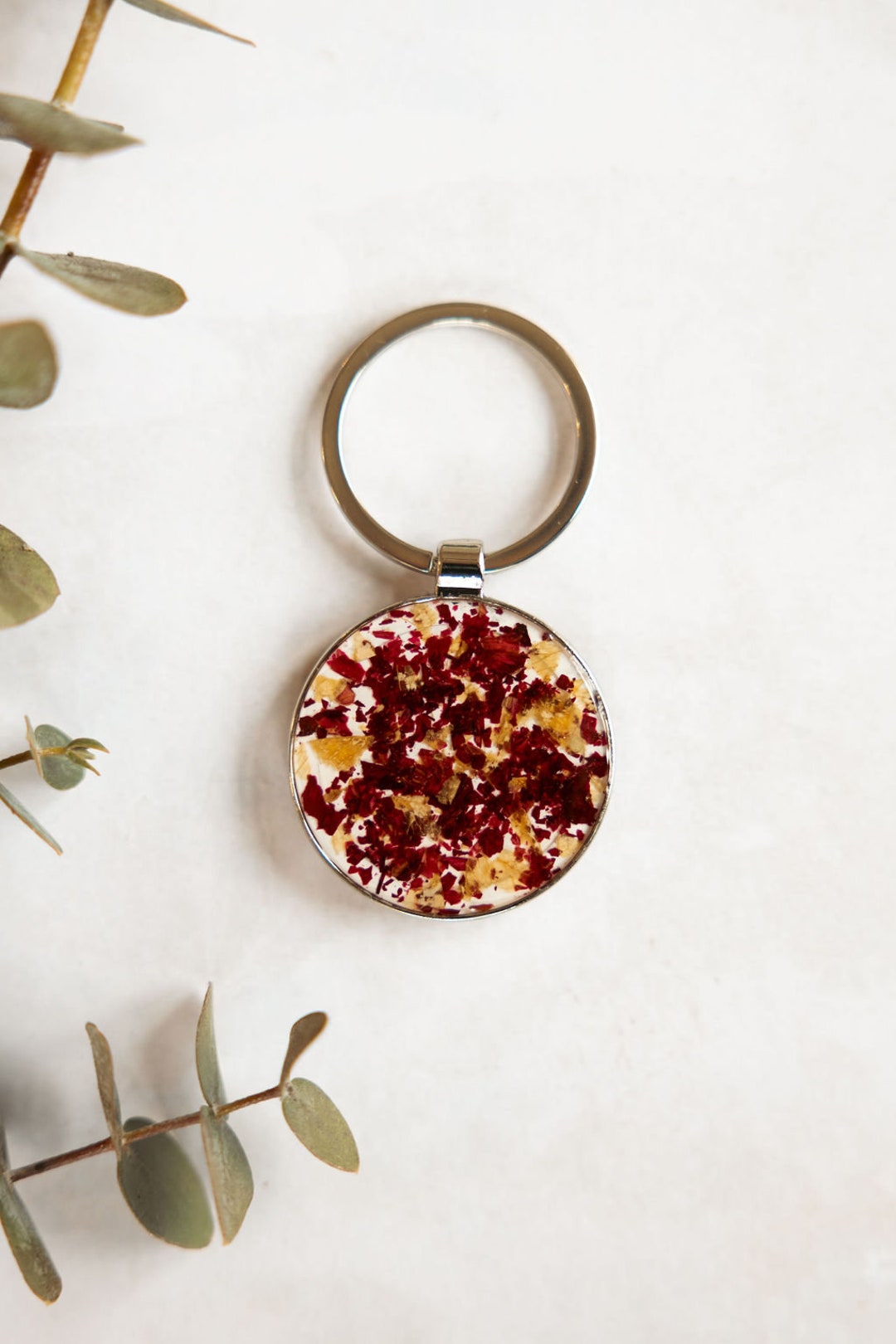 Flower Petal Keepsake Wooden Engraved Keychain Petals From Wedding