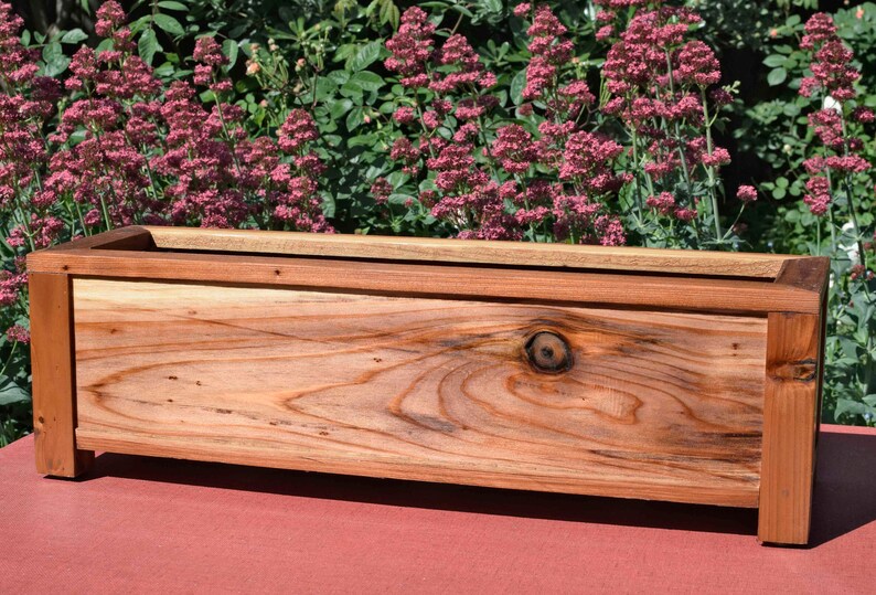 Long Rectangular Redwood Rustic Style Planter Great for Etsy