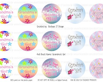 Grandma's Girl - 25mm/1in Bottle Cap Image - 4x6 Sheet