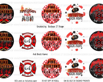 Firefighter Wifey - Firefighter Kicks Ash - Bundle - 4x6 - 1 inch Bottle Cap Image